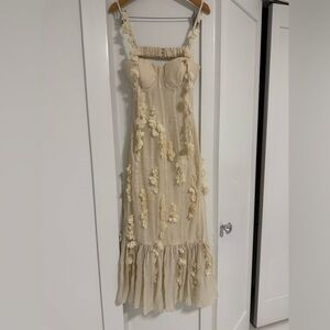 Petal & Pup Cream Floral Appliqué Maxi Dress (new; no tags)